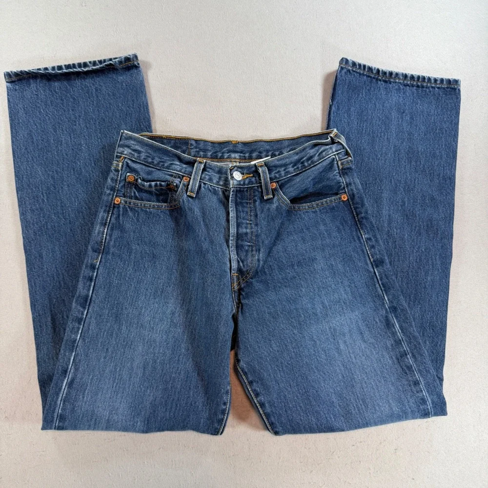 Levis 501 Original Fit Jeans Medium Wash Button Fly Straight Leg Denim 29x32